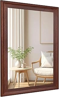 CULER Rustic Wood Wall Mirror for Bathroom,Rectangle 24 x 36 inch Hanging Vanity Mirrors with Wooden Frame for Living Room,Bedroom,Entryway(Walnut Brown)