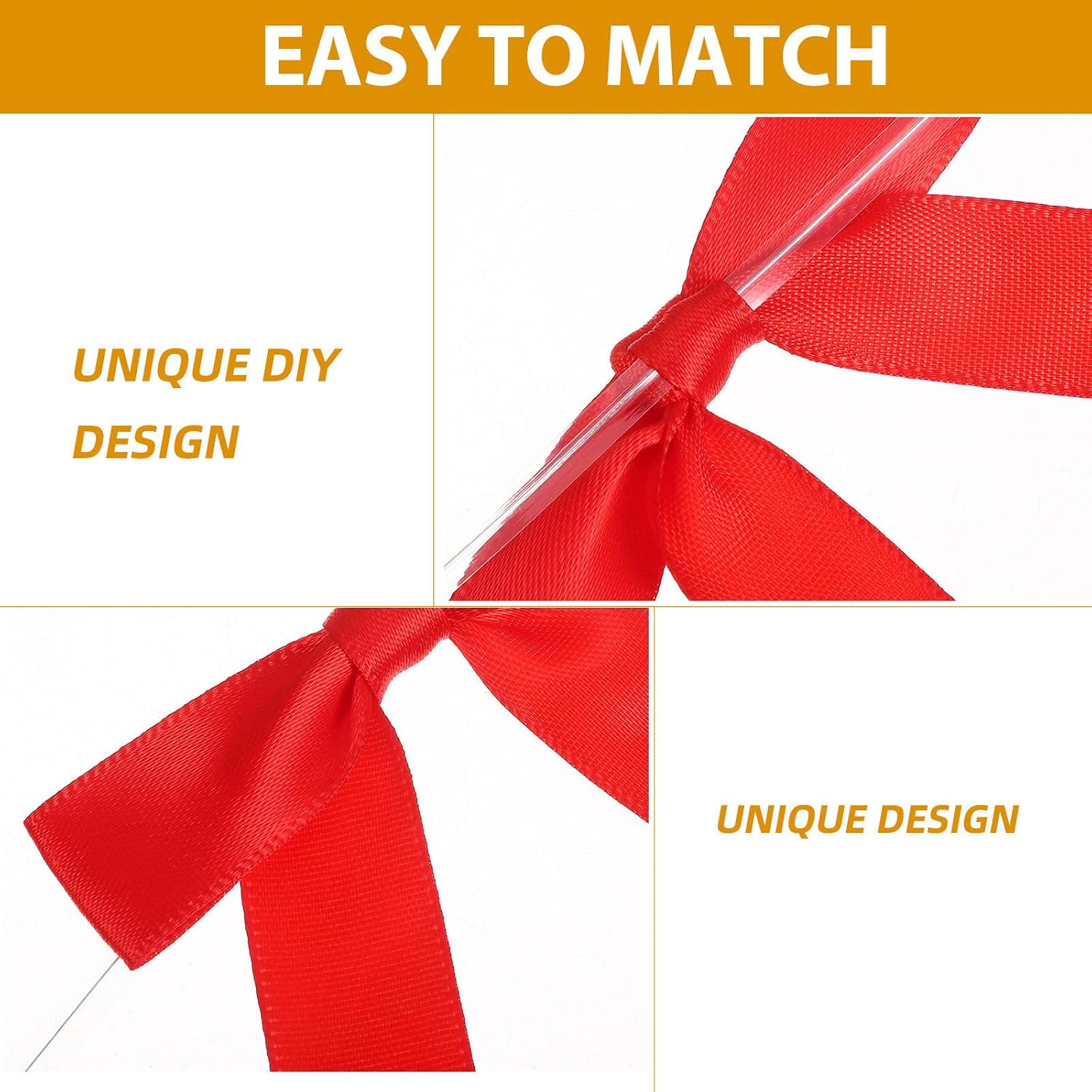 50pcs Decorative Mini Red Ribbon Bows with Wire for Gift Wrapping image 3