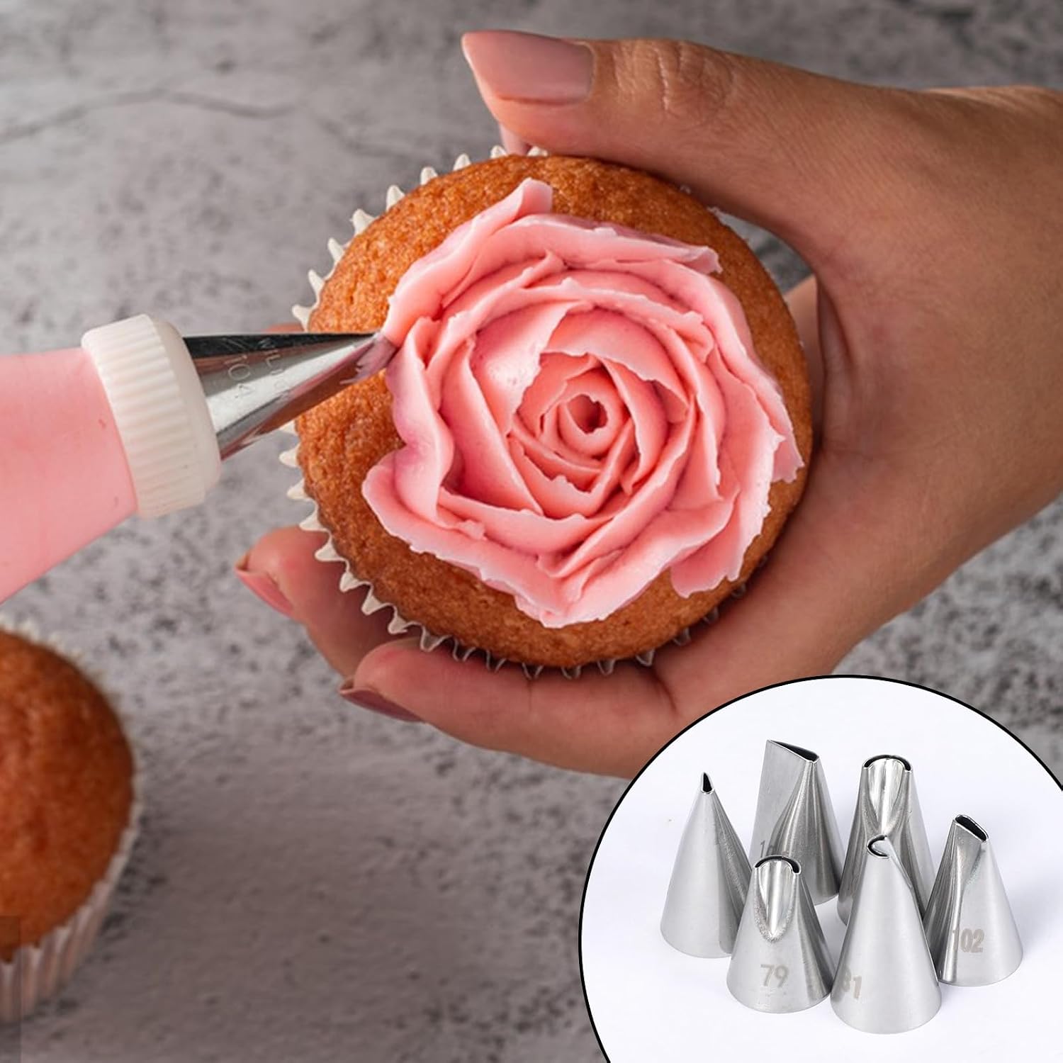 6Pcs 79 80 81 102 103 104 Cake Piping Tips, Cake Decorating Supplies Piping Tips
