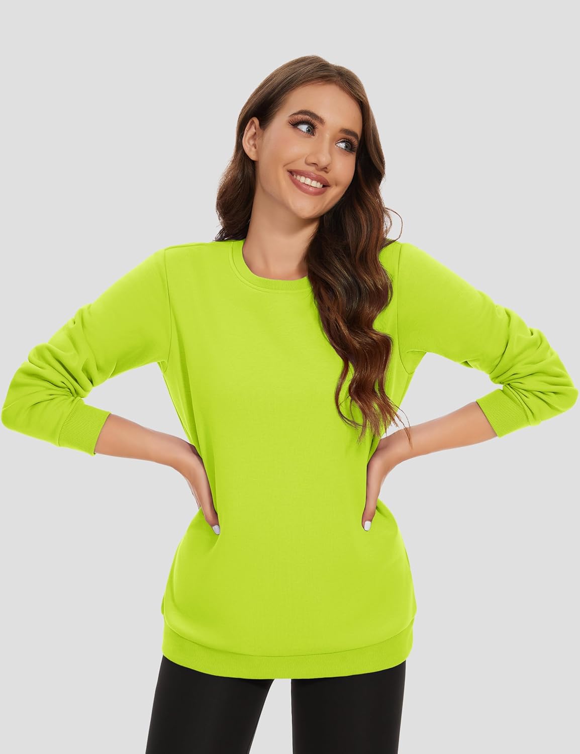 MAGCOMSEN Women's Fleece Lined Sweatshirt Crewneck Cotton Pullover Fall Winter Casual Long Sleeve Warm Soft Tops