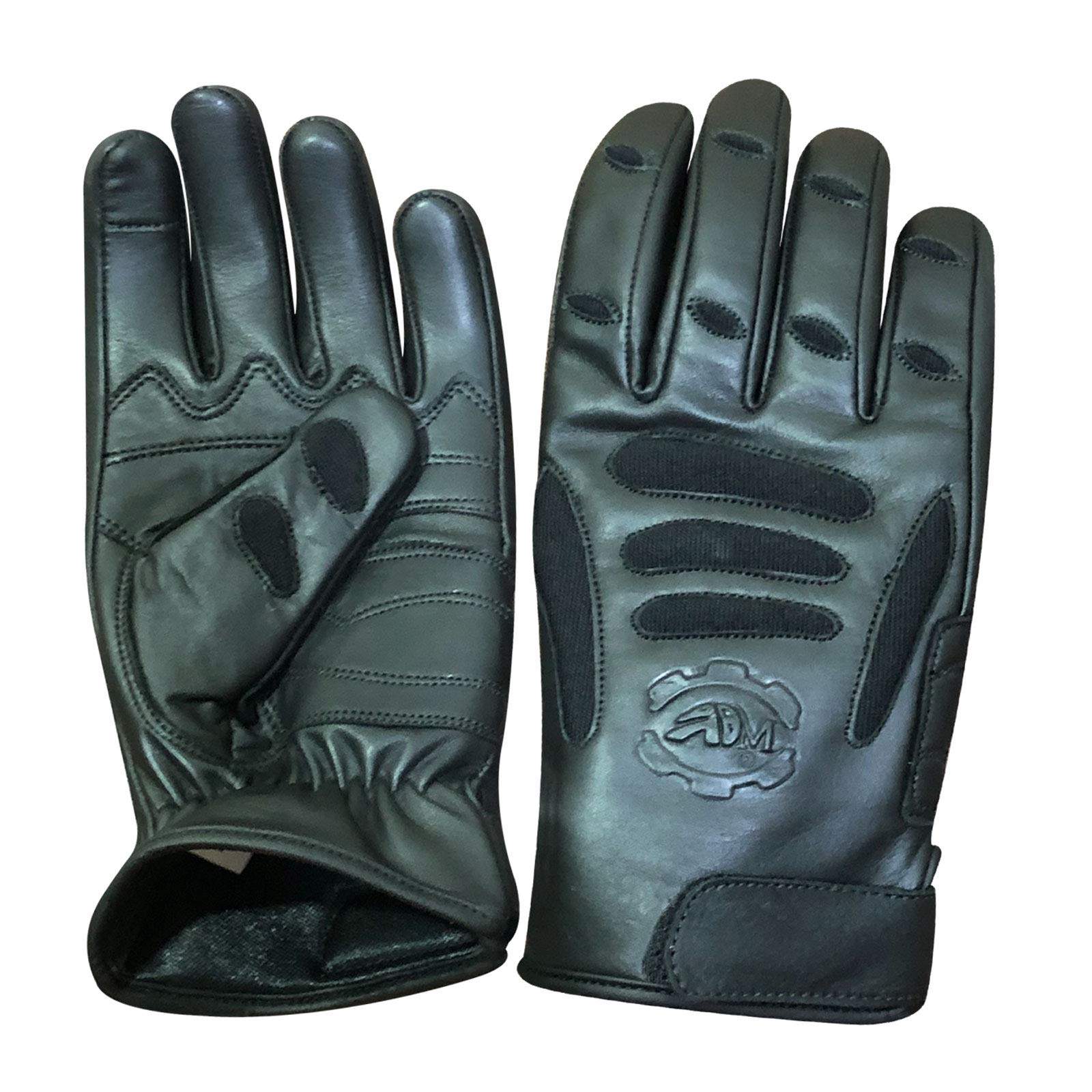 Gants de moto en cuir avec doigts complets ADM 9014 antichoc M - 8