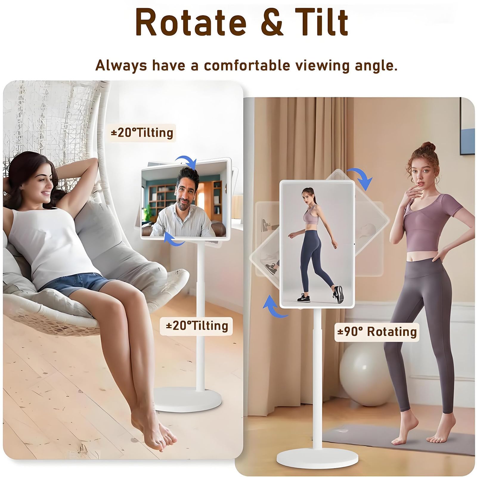 Televisor Portátil Inteligente De 21.5 Pulgadas con Pantalla Táctil Y Soporte Giratorio para Exteriores con Cámara De 8 MP Y Soporte Ajustable 6+128G