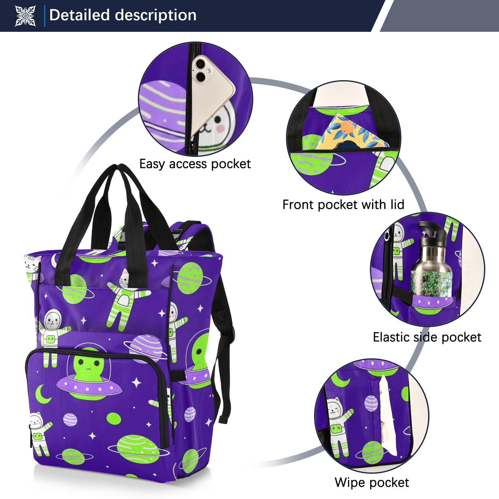 Zaino per pannolini Space Aliens and Astronauts Viola
