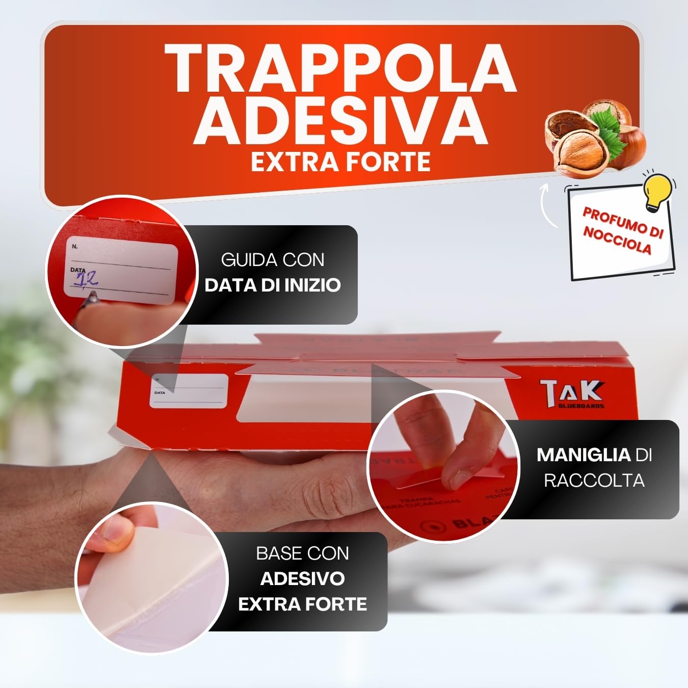 12 Trappola per scarafaggi, Trappola per blatte da interno - Prodotto in Italia - Trappola Blatte e Scarafaggi, trappole Insetti e Ragni in casa, Soluzione Efficace e Sicura (12 Trappole)