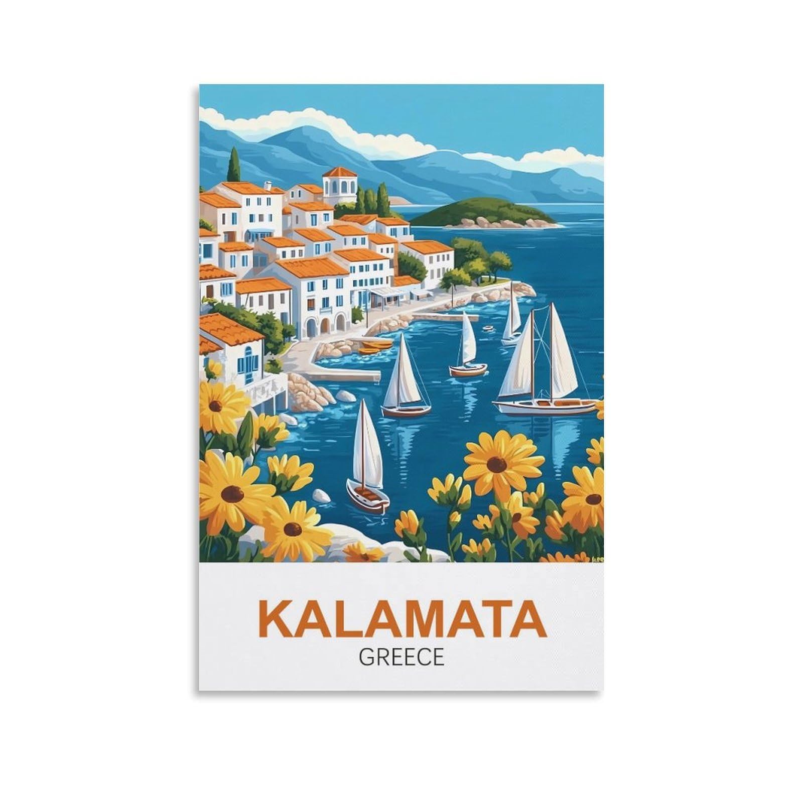 EZMLFA 5D Diamond Painting Kits for Adults,Kalamata Greece Diamond Art Kits for Beginners,Full Drill Diamonds Gem Art for Home Wall Decor Gift 30x40cm