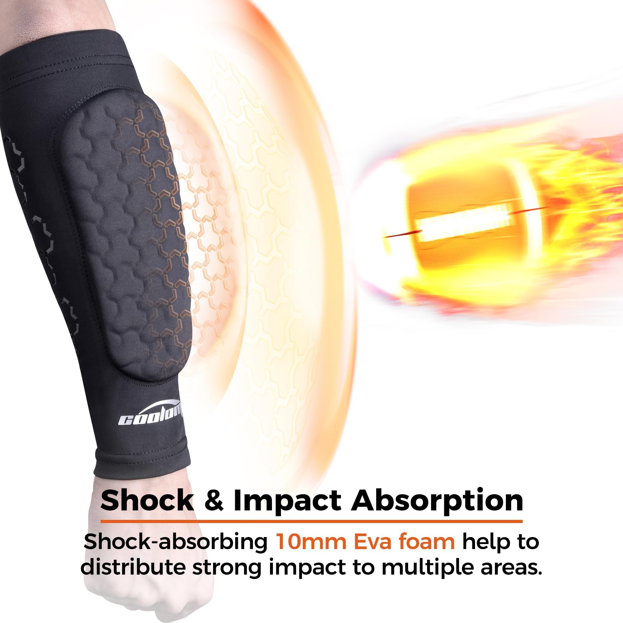 COOLOMG Football Forearm Pads with Stick Grips Padded Forearm Sleeves Adult Youth a Pair L