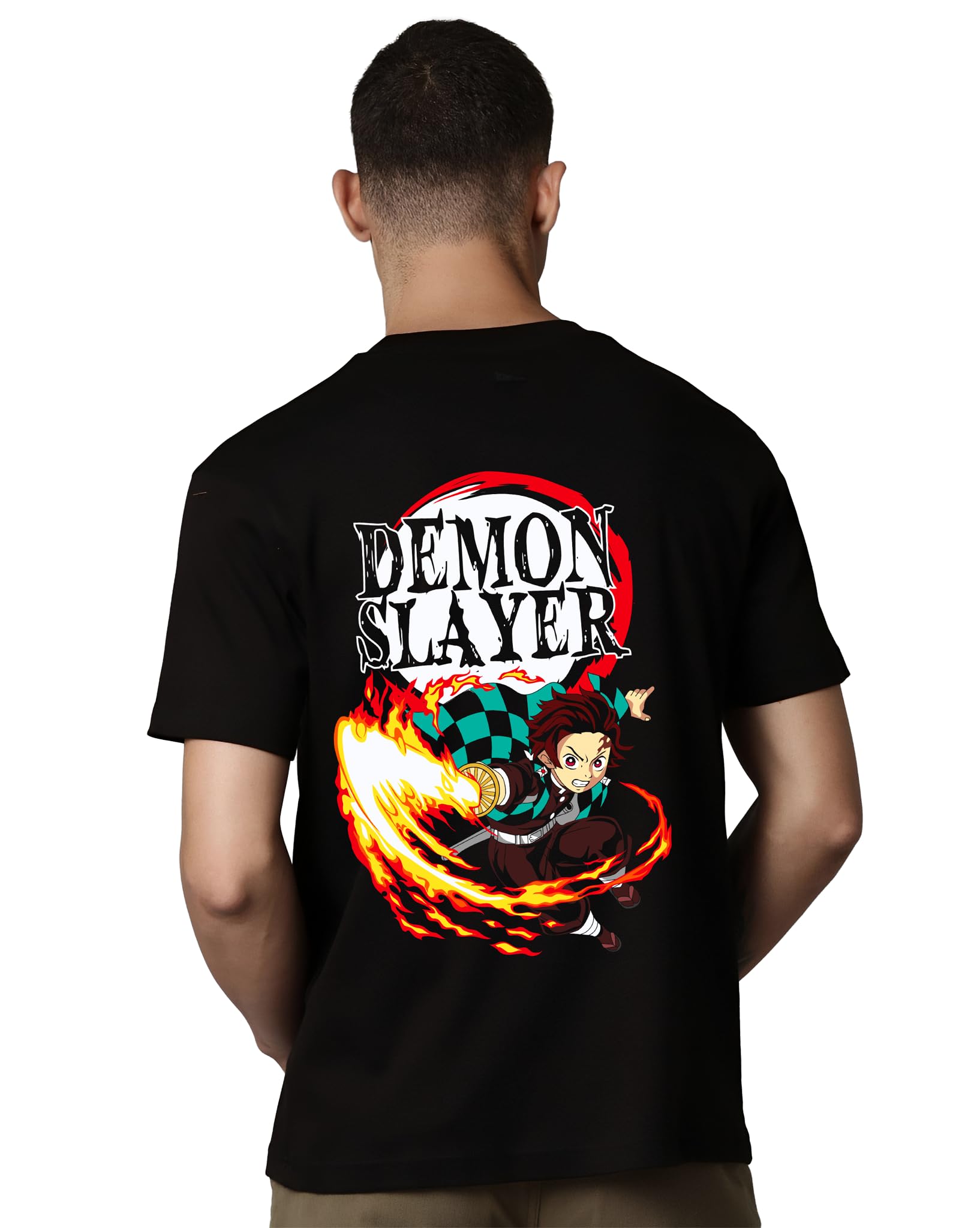 Anime Slayer T-Shirt for Men | Regular Fit Cotton Printed Graphic Tee | Round Neck Half Sleeve Casual Wear for Boys and Men-image-4