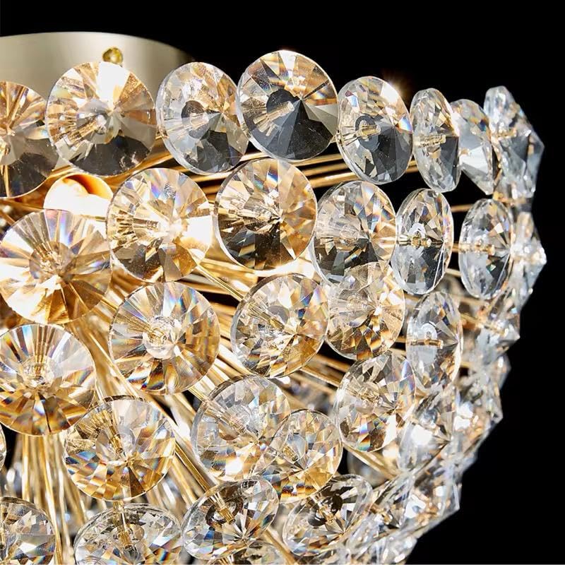 Image of Crystal Ceiling Light, Gold Finish, Flush Mount, Modern Luxury Chandelier for Bedroom Living Room (Elara)