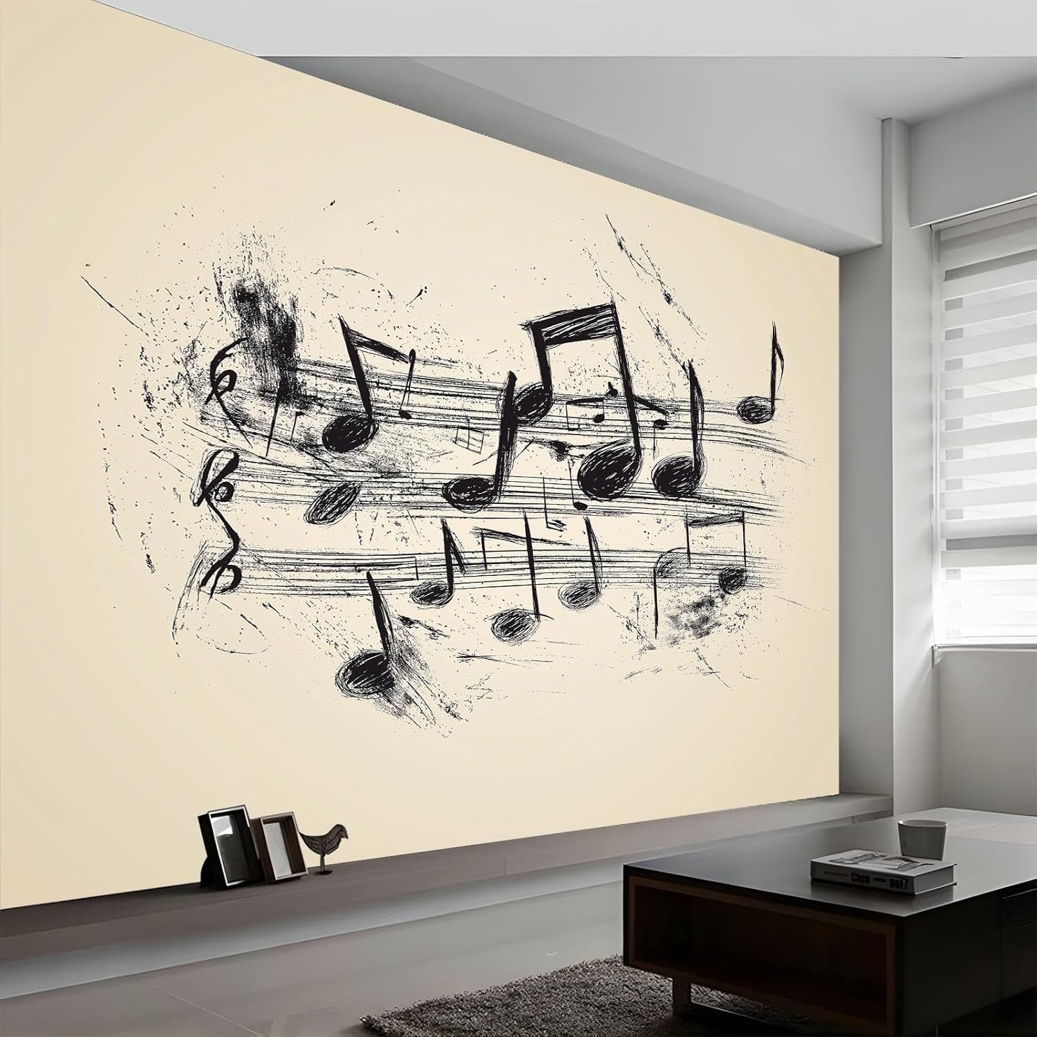 Papier peint panoramique note de musique décoration murale moderne 400x280
