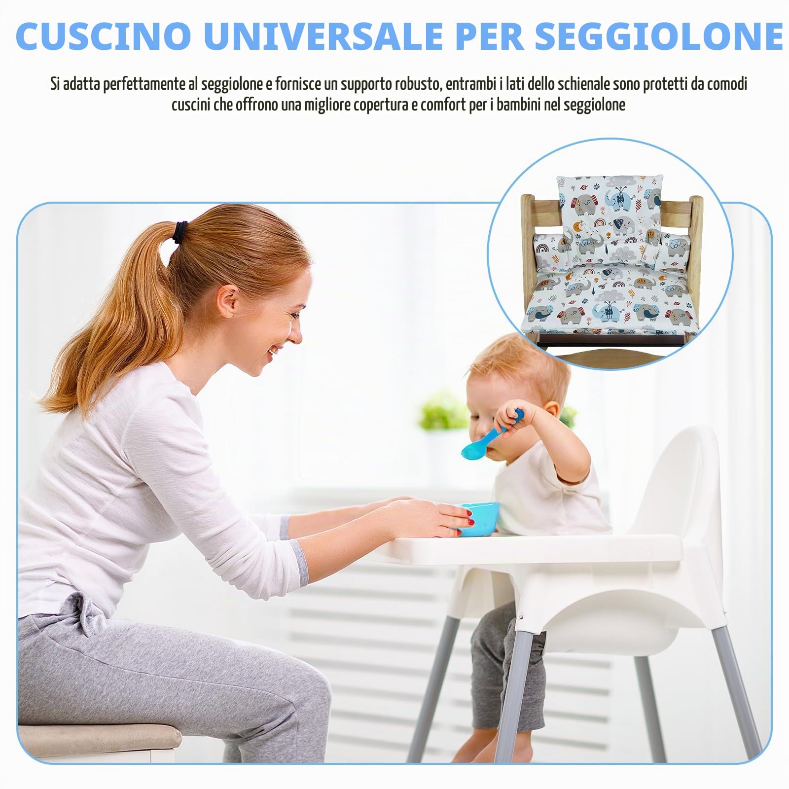 Cuscino per Seggiolone per Bambini per Stokke Tripp Trapp, Set di 2 Cuscini Impermeabili per Seggiolone, Cuscino Seduta Morbido Rimovibile per Neonati, Facile da Pulire, Facile da Fissare