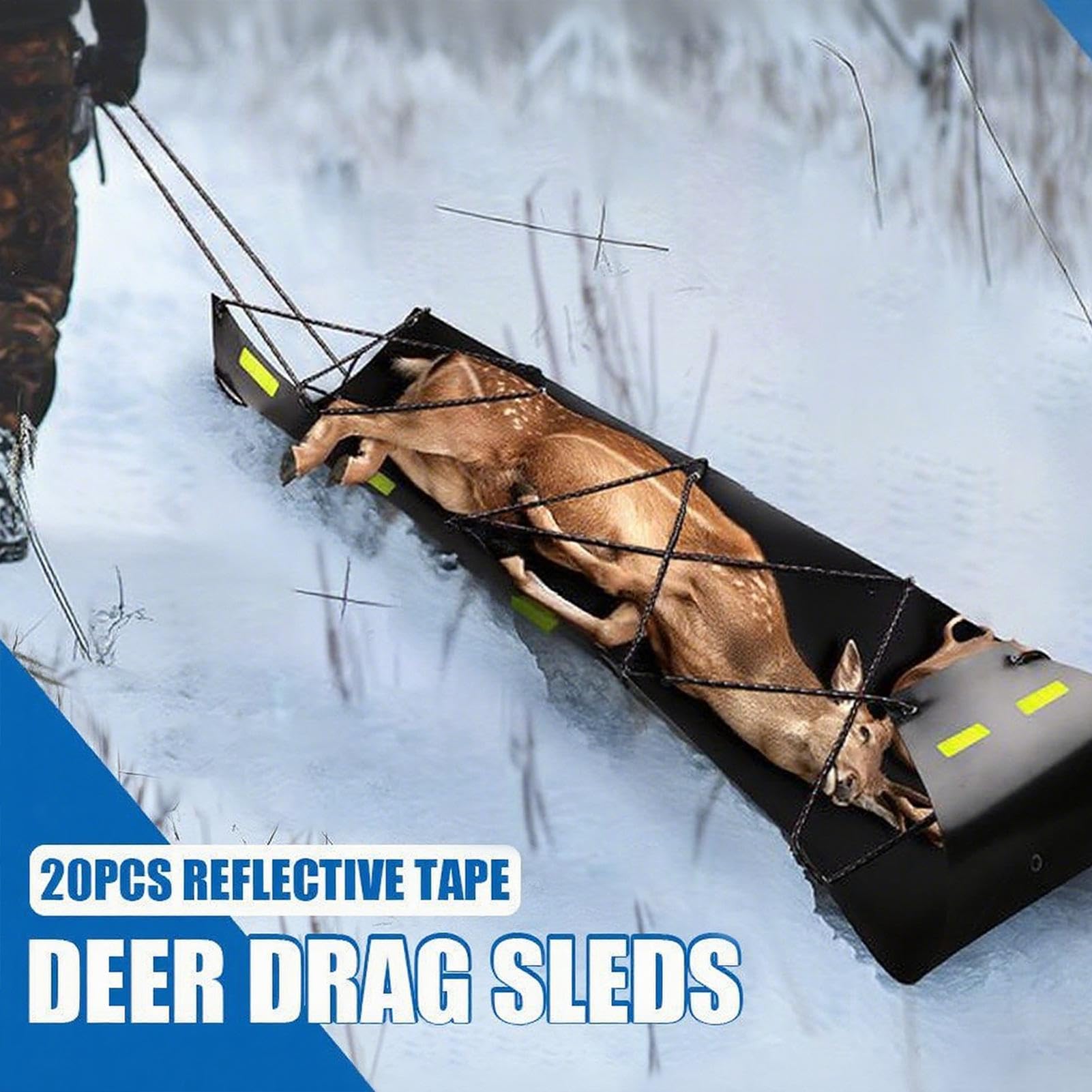 Traîneau réfléchissant très résistant | Accessoires de chasse – Anti-basculement avec corde pour la neige, le gravier, la glace, la pêche, l'hiver, l'extérieur, la chasse, le jardinage, l'expédition
