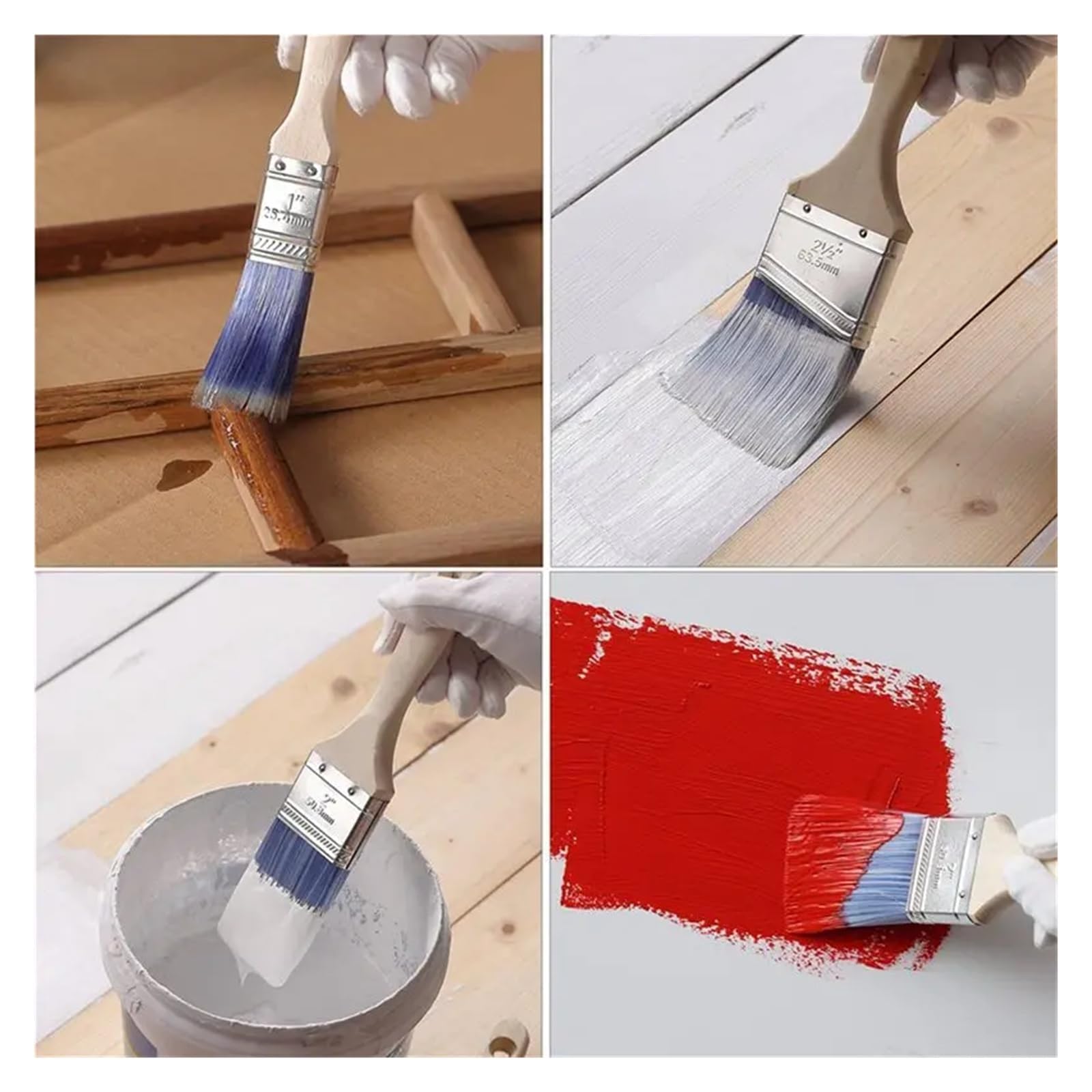 Lot de 12 pinceaux de peinture murale et fourrure de qualité supérieure pour projets de bricolage à la maison, faciles à utiliser, parfaits pour les travaux lisses et les travaux de détail