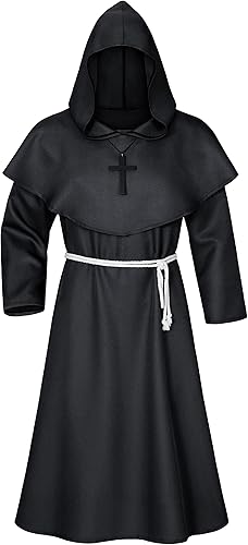 Miniatura 2 de TOKYO REVENGERS Conjunto de collar y cinturón medieval renacentista, monje, fraile, sacerdote, capa con capucha y cinturón para cosplay