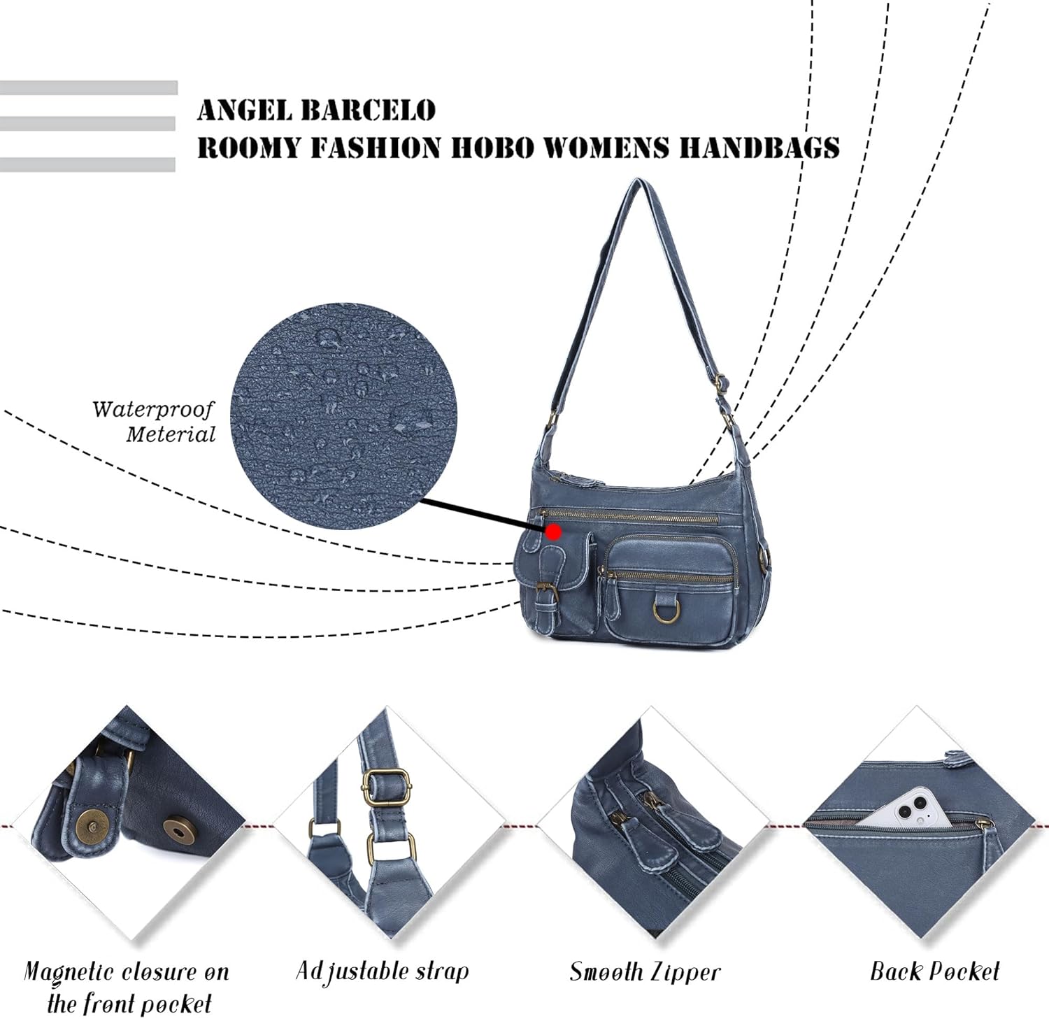 Angel Barcelo Cross body Shoulder Bag Women Soft PU Leather Purses and Handbags - Image 5