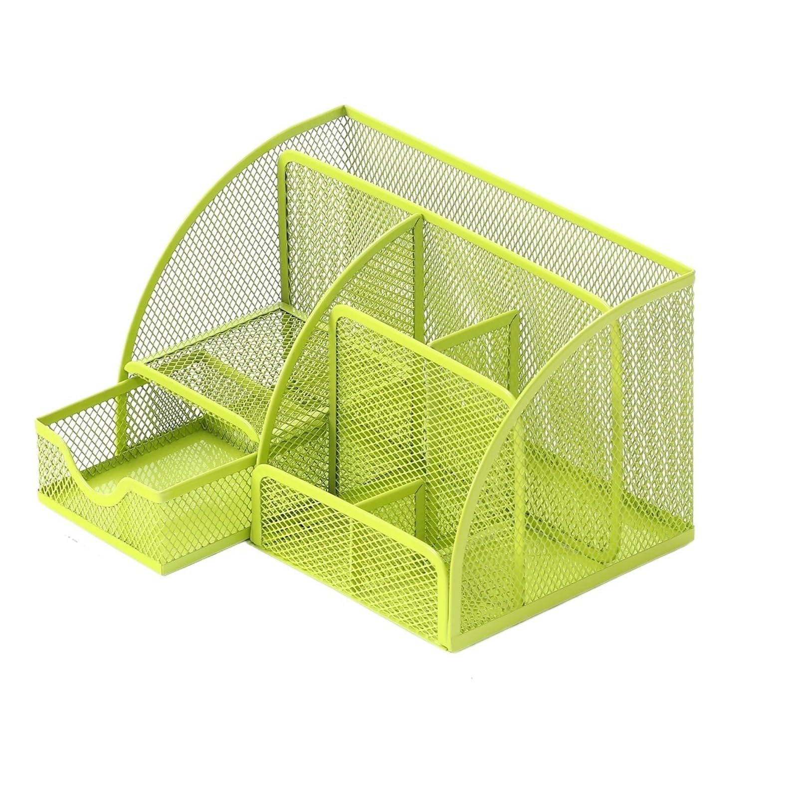 Organizer Scrivania 1PC Pen Holder Large Capacity Metal Desktop Storage Box For Office And Supplies(Seven grids green)