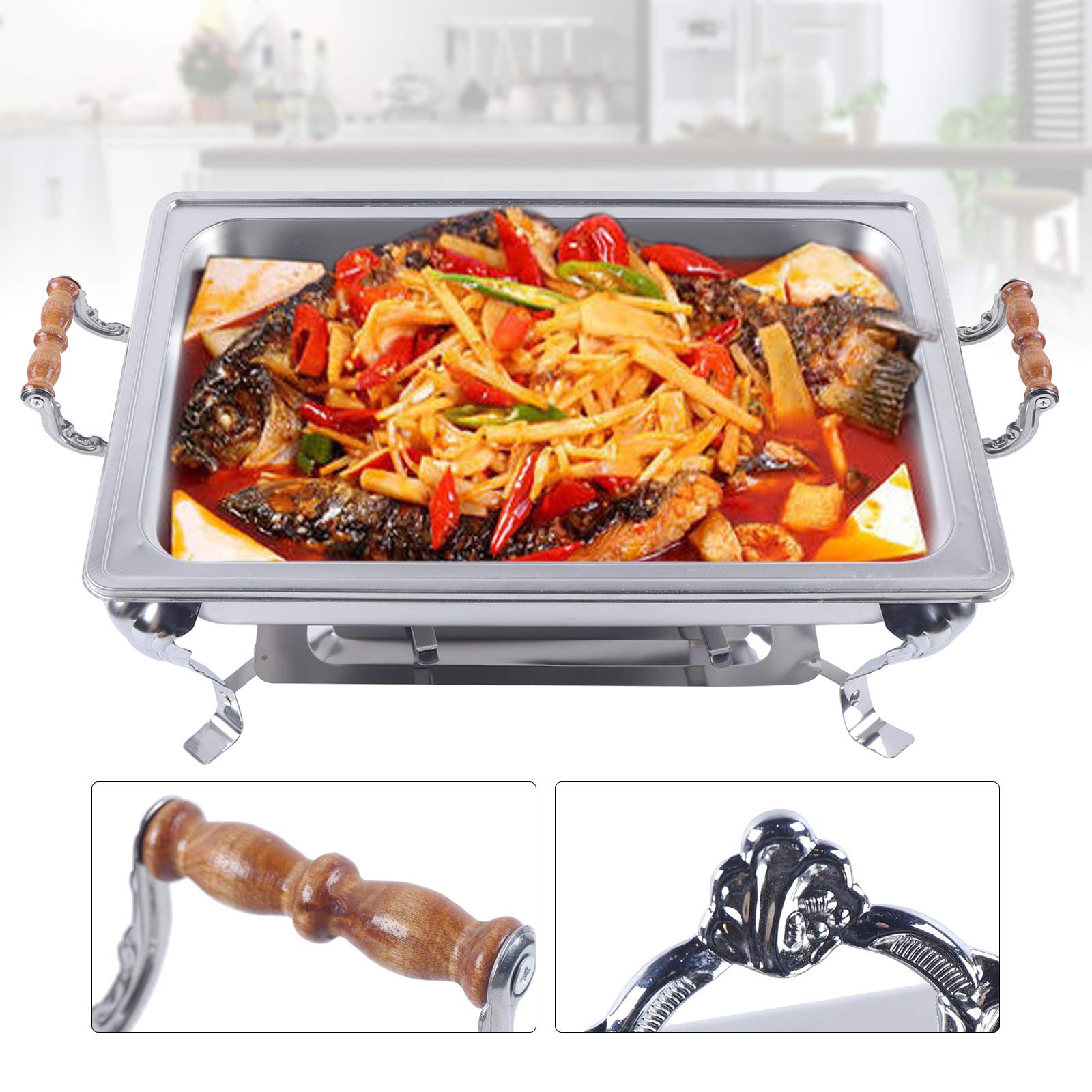 Juego de calentador de alimentos con tapa enrollable de acero inoxidable
