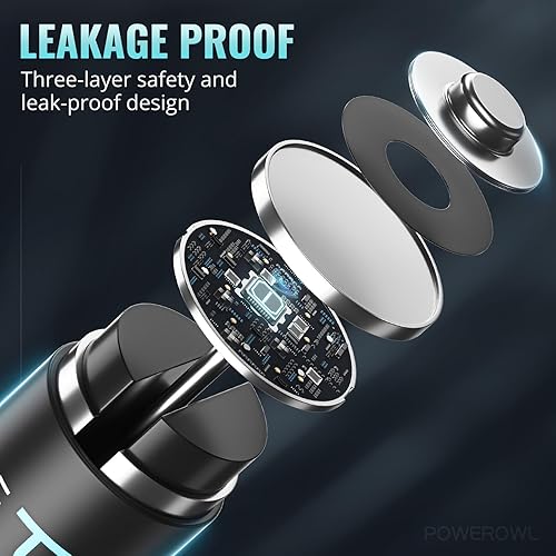 Miniatura 4 de POWEROWL Baterías AA de litio, batería doble A de 1.5 V de alta capacidad para cámara y termómetro, etc. Paquete de 12 (no recargables)