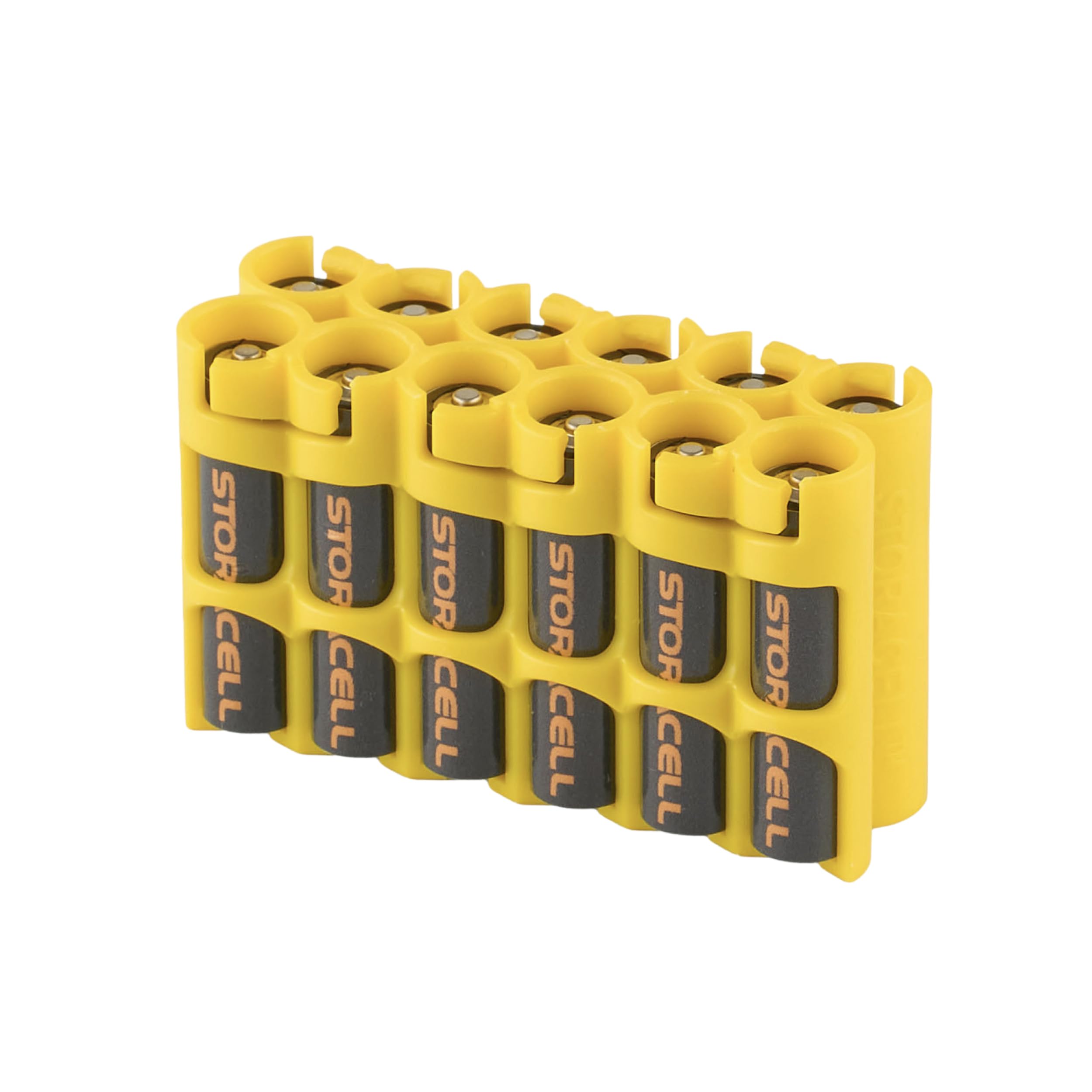 AAA Battery Storage Caddy by Storacell, Yellow, Holds 12 Batteries (Not included)