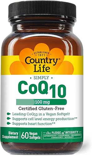 Country Life Vegan CoQ10 100 mg - 60 cápsulas blandas veganas - Soporta la producción de energía a nivel celular - Soporta la función cardíaca