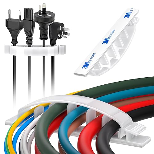 Miniatura 8 de XHF Kit de 30 piezas de clips adhesivos para cables y alambres blancos, organizador de cables para gestión de cables al aire libre, soporte de cable