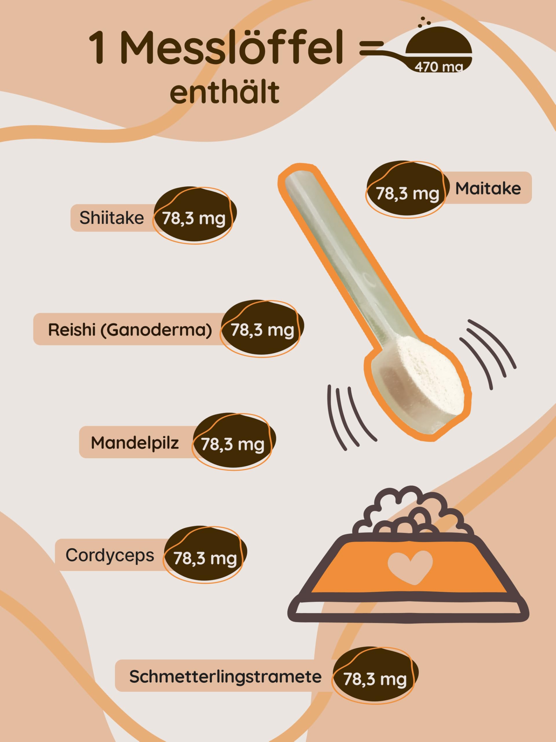 Immunsystem stärken für Hunde [Vitalpilze Komplex Konzentrat aus 6 Heilpilze] mit Cordyceps, Reishi, Shiitake Pilze | Beta Glucan reich | Hunde Vitamine | Bio, Natürlich & Hochwirksam - 54g
