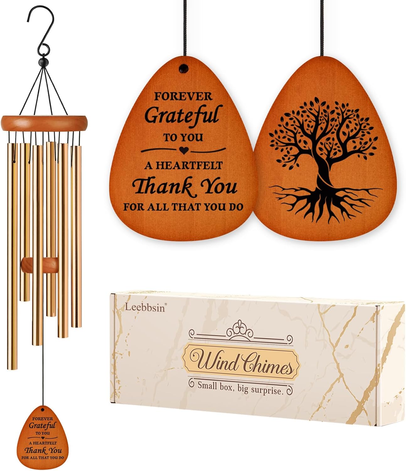 Thank You Gifts for Women Men, Appreciation Wind Chimes, Best Gift for Coworkers, Teacher, Employee, Friends, Pastor, Nurse, Grateful Thanks Gifts Ideas for Thanksgiving, Graduation, Christmas