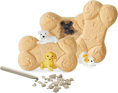 MindWare Dig it Up! Puppies Excavation Kit - Educational Toys for Kids 4 and Up - Dig Kit with 12 Bones, 12 Puppy Figurines, 12 Chisels - Ideal for Group Activities, Events or Classroom Brain Breaks