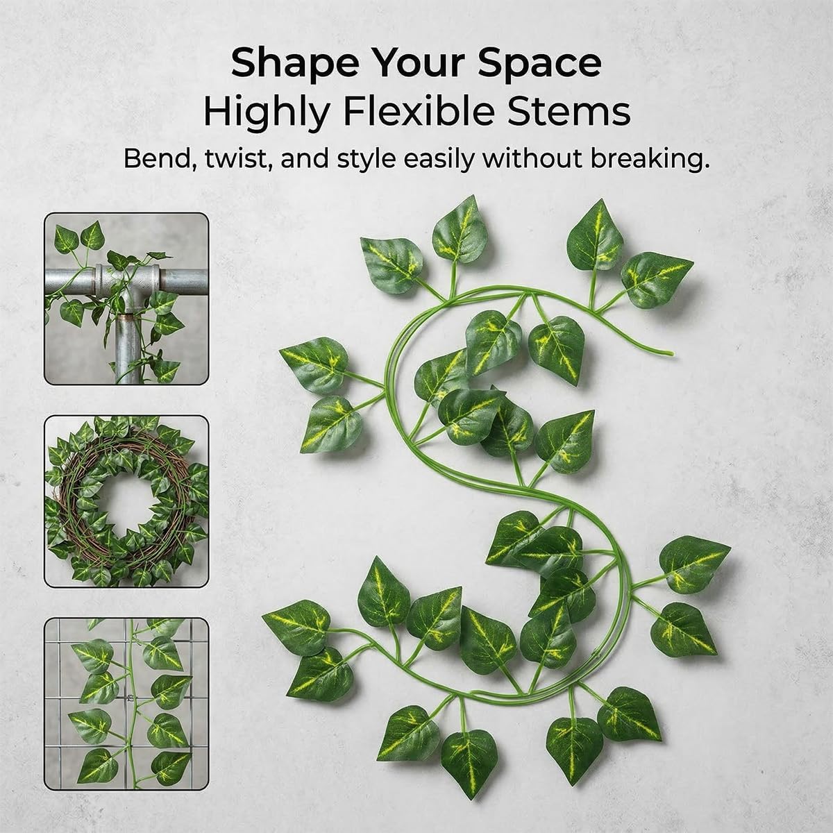 Epipremnum Aureum Leaves, Green Vines Fake Plant Vine Leaves, Hanging Fake Vine Leaves, Home Kitchen Garden Office Wedding Wall Decor (Pack of 12 86 Inch Fake Plants) image 5