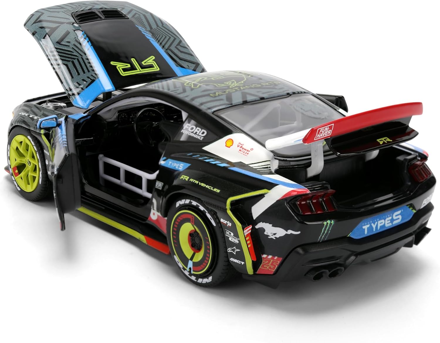 Jada Toys AutoZone 2025 Ford Mustang RTR 25 Vaughn Gittin Jr. Die-Cast Car 1:24 Scale – Pro Drift Styling, Collector Edition