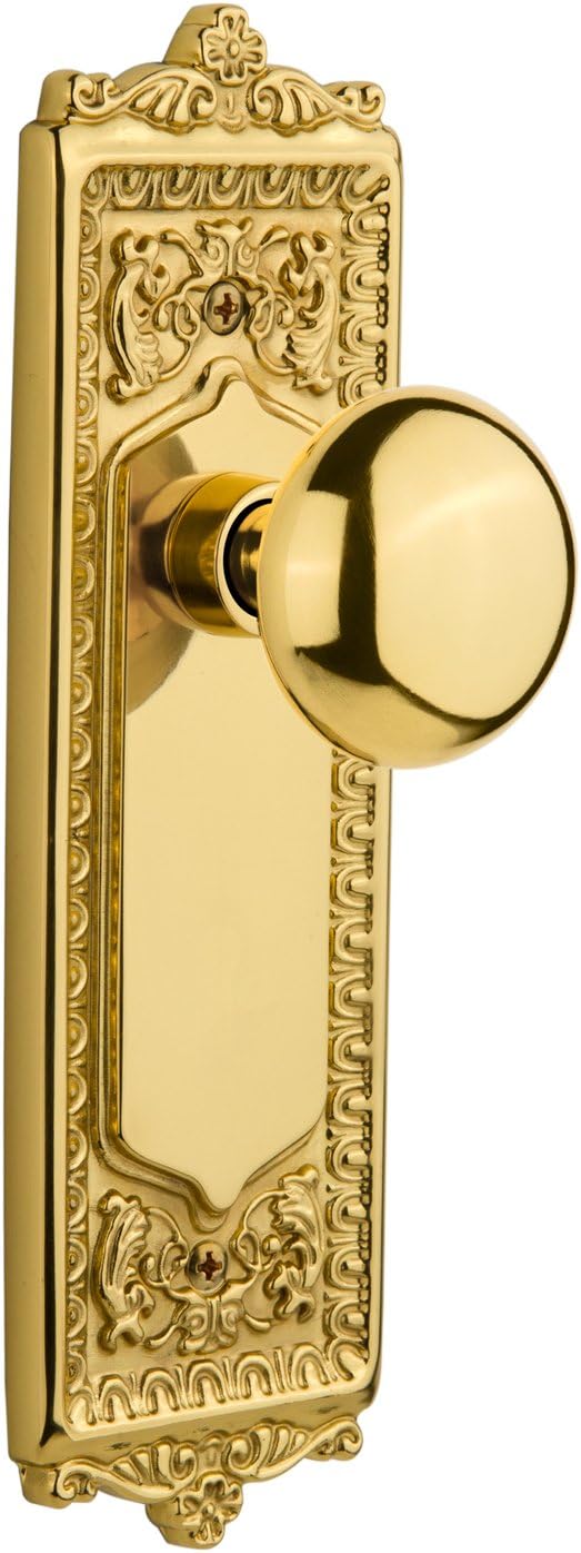 Nostalgic Warehouse Egg & Dart Plate with New York Knob, Single Dummy, Polished Brass