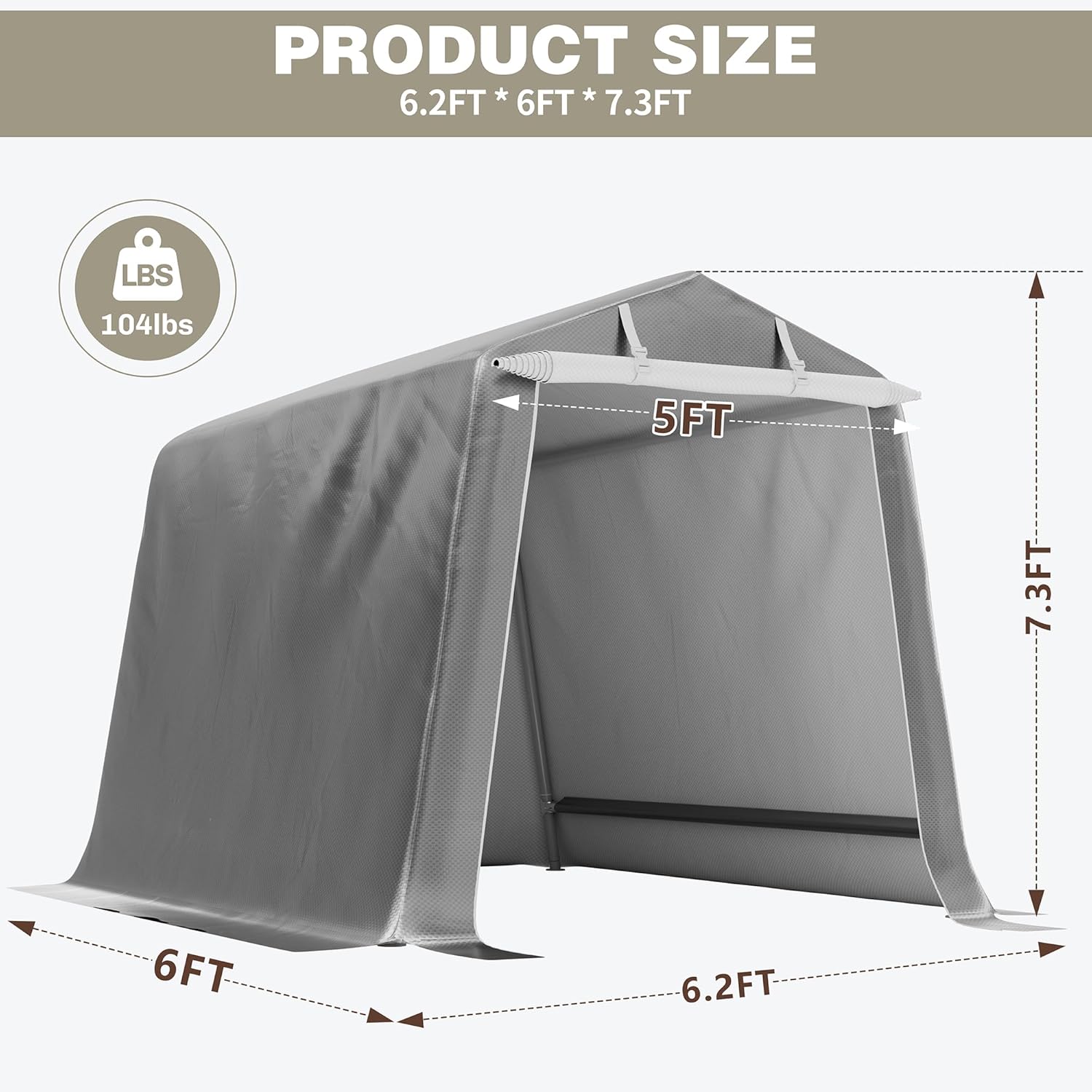 Shintenchi 6x6ft Outdoor Portable Storage Shelter Shed,Storage Shed with Roll-up Zipper Door,Heavy Duty UV Resistant and Waterproof Tarp,Storage Carport for Motorcycle,Bike,Garden Tools