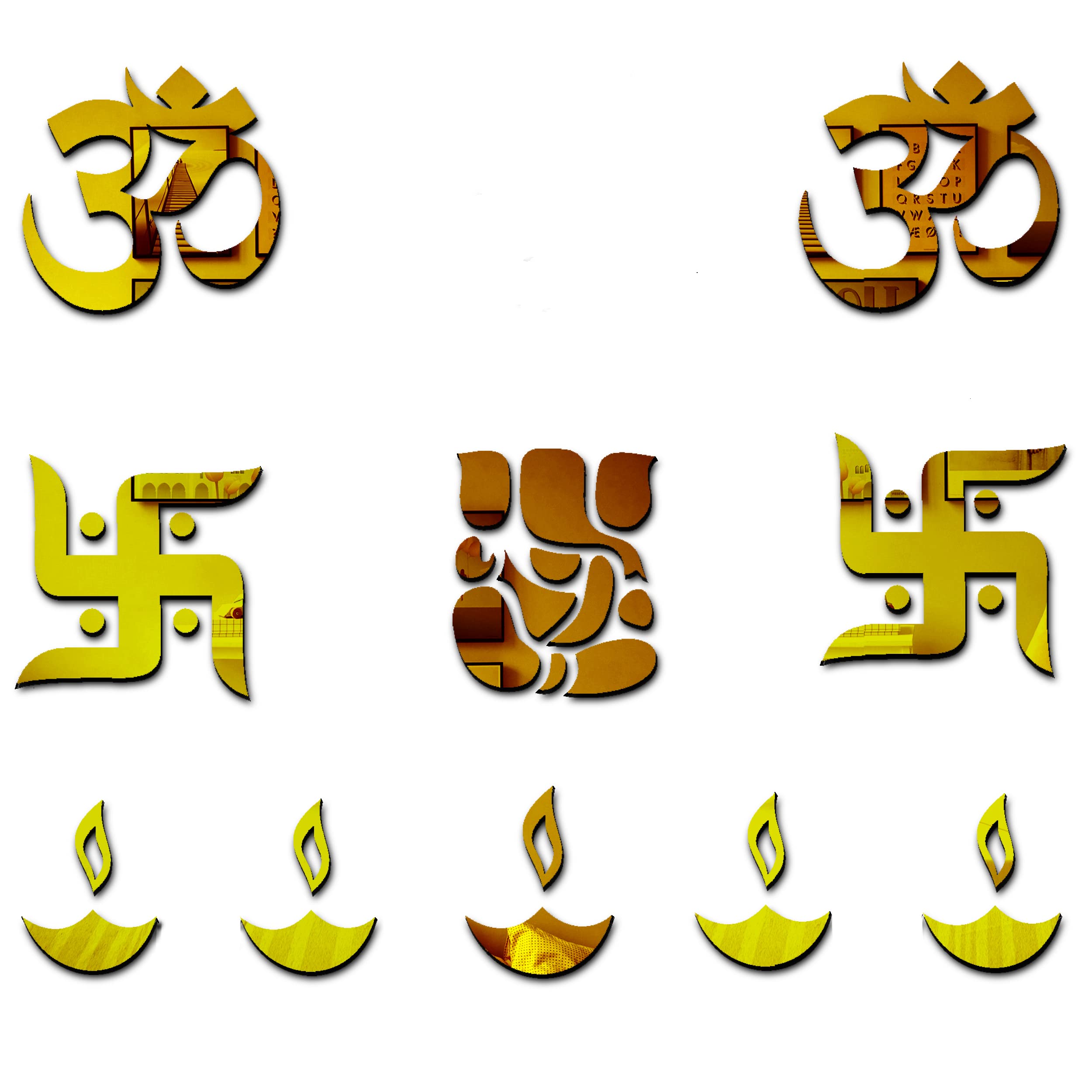 VAH-Kya Bat Hai !! mandir Sticker, Pooja mandir Stickers, Stickers for mandir, Sticker for mandir, om Wall Decor, om (Pack of 1 Ganesha, 2 OM, 2 Swastika, 5 Diya Arcylic Sticker) (B0BHYTSV9T) Amazon Price History, Amazon Price Tracker