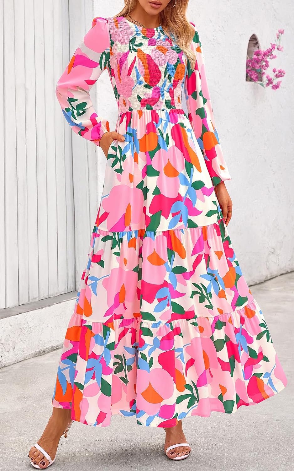 PRETTYGARDEN Long Sleeve Floral Maxi Fall Dresses for Women Trendy Outfits image 3