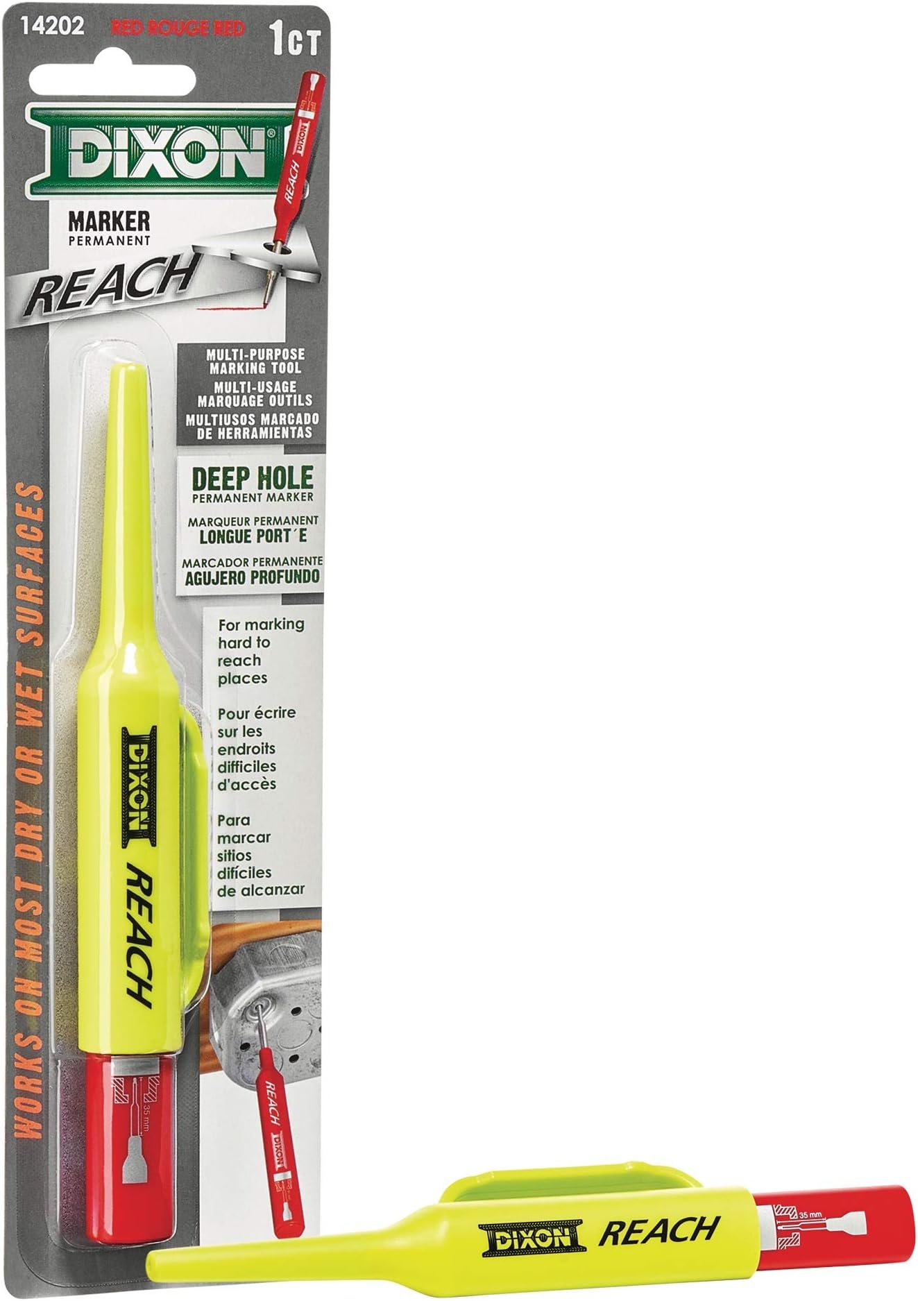 DIXON Industrial REACH- Deep Hole Permanent Marker, Red, 1-Count (14202)