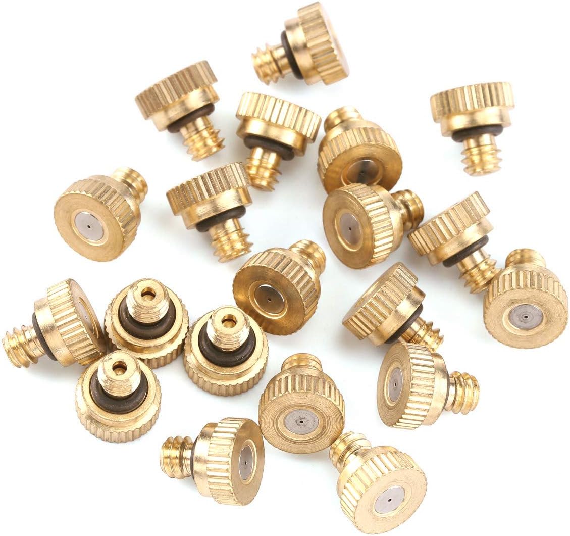 Brass Misting Nozzles Misting Water Mister Nozzle for Garden, Patio, Greenhouse, Outdoor Cooling Mister System 0.016" Orifice (0.4mm) Thread UNC 10/24 (40PCS)