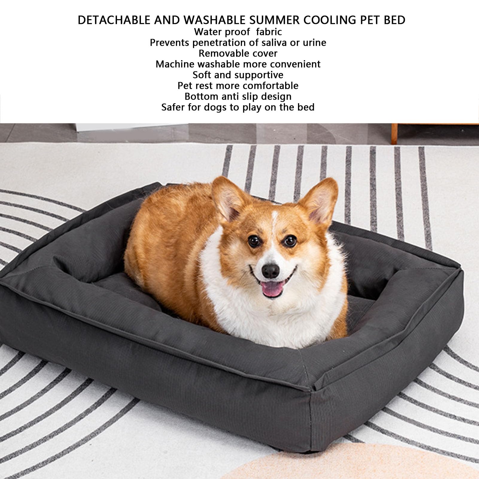 Hundezubehör und Bequemes Haustier-Katzenbett, Sofazubehör, Hundebox-Auflage, Couch für den Innenbereich, Hundekühlbett, Weiches, Kühlendes Katzensofa (75 x 58 x 13 cm/29,53 22,83 5,12