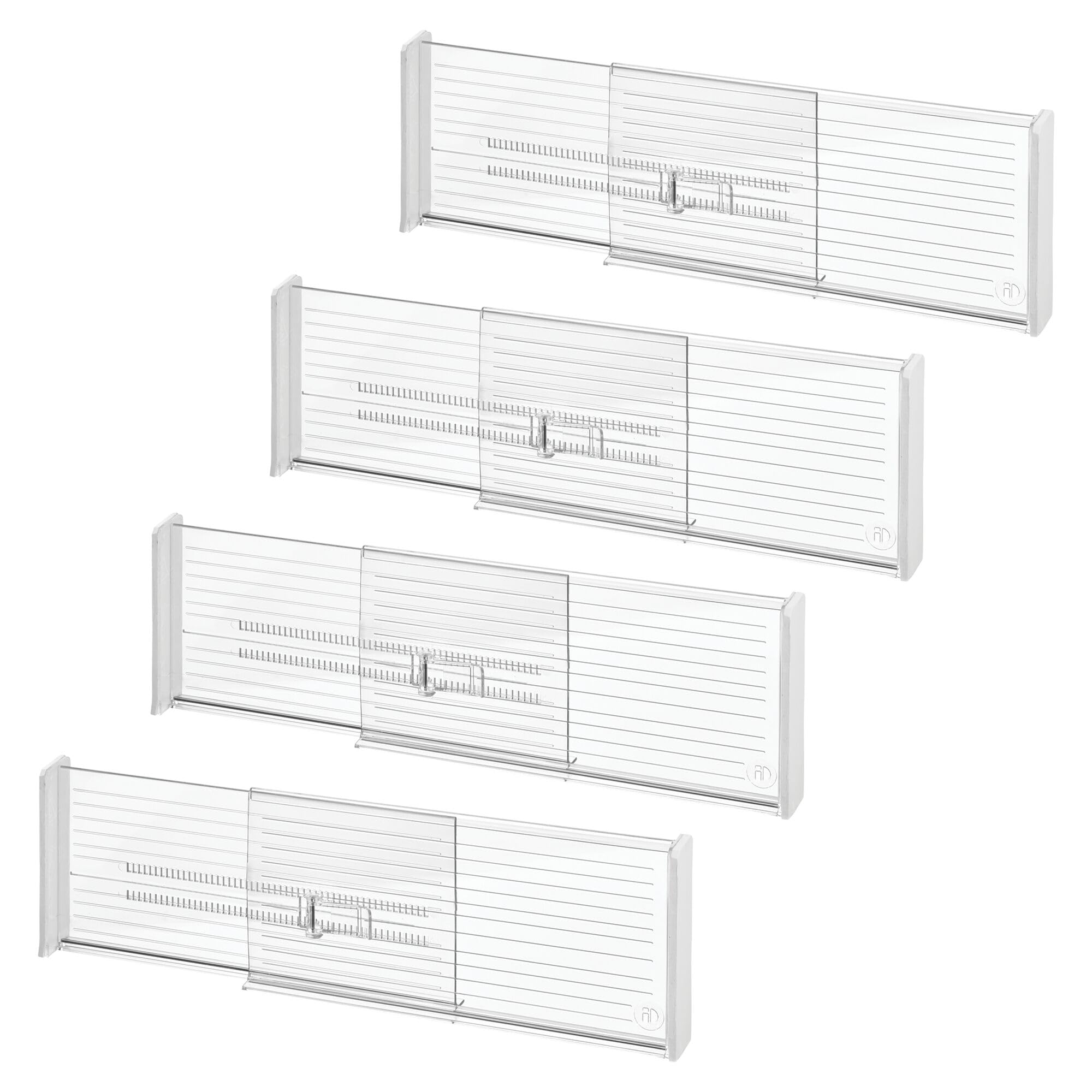 Separadores de cajones profundos expandibles iDesign, pack de 4 organizadores transparentes