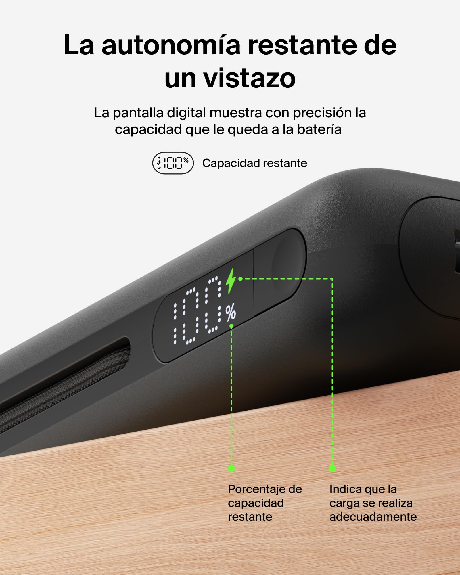 Belkin UltraCharge Pro Batería Externa 25 000 mAh para Portátiles - Negro | Power Bank de 25000 mAh, 1 puerto y 1 cable USB-C, 1 puerto USB-A, Power Delivery a 158 W, Pantalla, Batería Portátil
