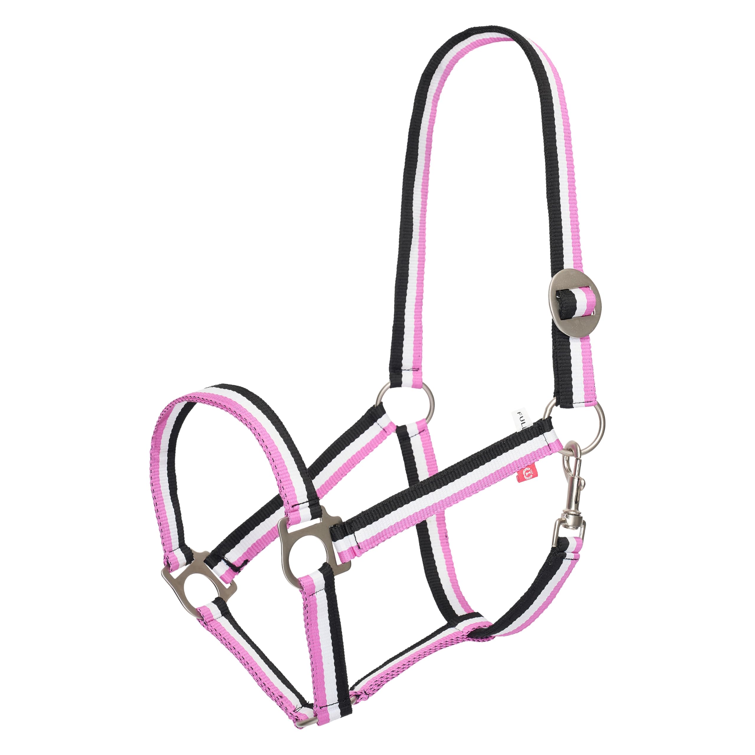 Imperial Riding Headcollar Economic, Robust 25 mm Nylon Headcollar Adjustable Sliding Buckle, Carabiner Throat Strap, Durable & Easy Care for Training, Stable & Everyday Life, Neon Pink, Shetty