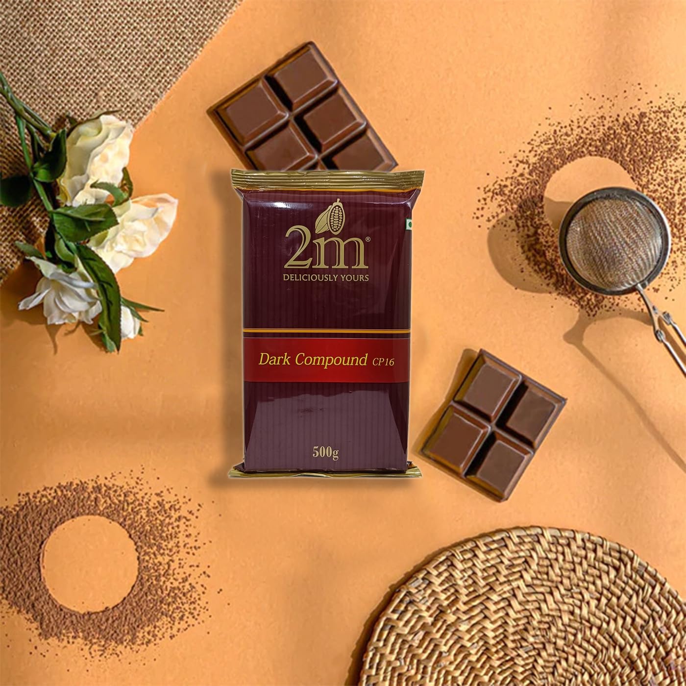 Konfiz 2M Dark Chocolate Compound Slab(Cp-16) Perfect For Baking, Cake Decorating, Topping, Molding & Dipping(Pack Of 1, 500 Gm) - Image 6 thumbnail