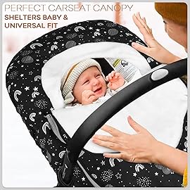Yoofoss Baby Car Seat Cover Winter Carseat Canopies Cover to Protect Baby from Cold Wind, Super Warm Plush Fleece Baby Carrier Cover for Infant Boys Girls (Stars)