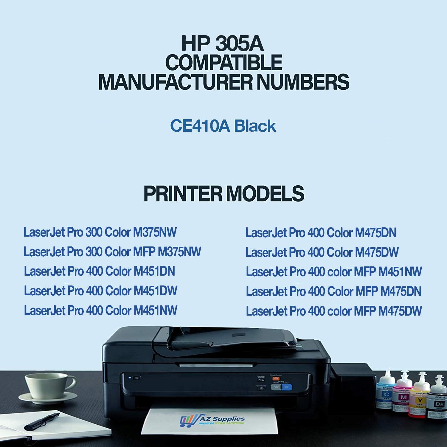 AZ SUPPLIES Compatible Toner Cartridge Replacement for HP 305A Laserjet M351A, Pro 300 M351a, Pro 300 M375nw, Pro 400 M451dn, M451dw, M451nw, M475dn, M475dw (Black, 1 Pack)