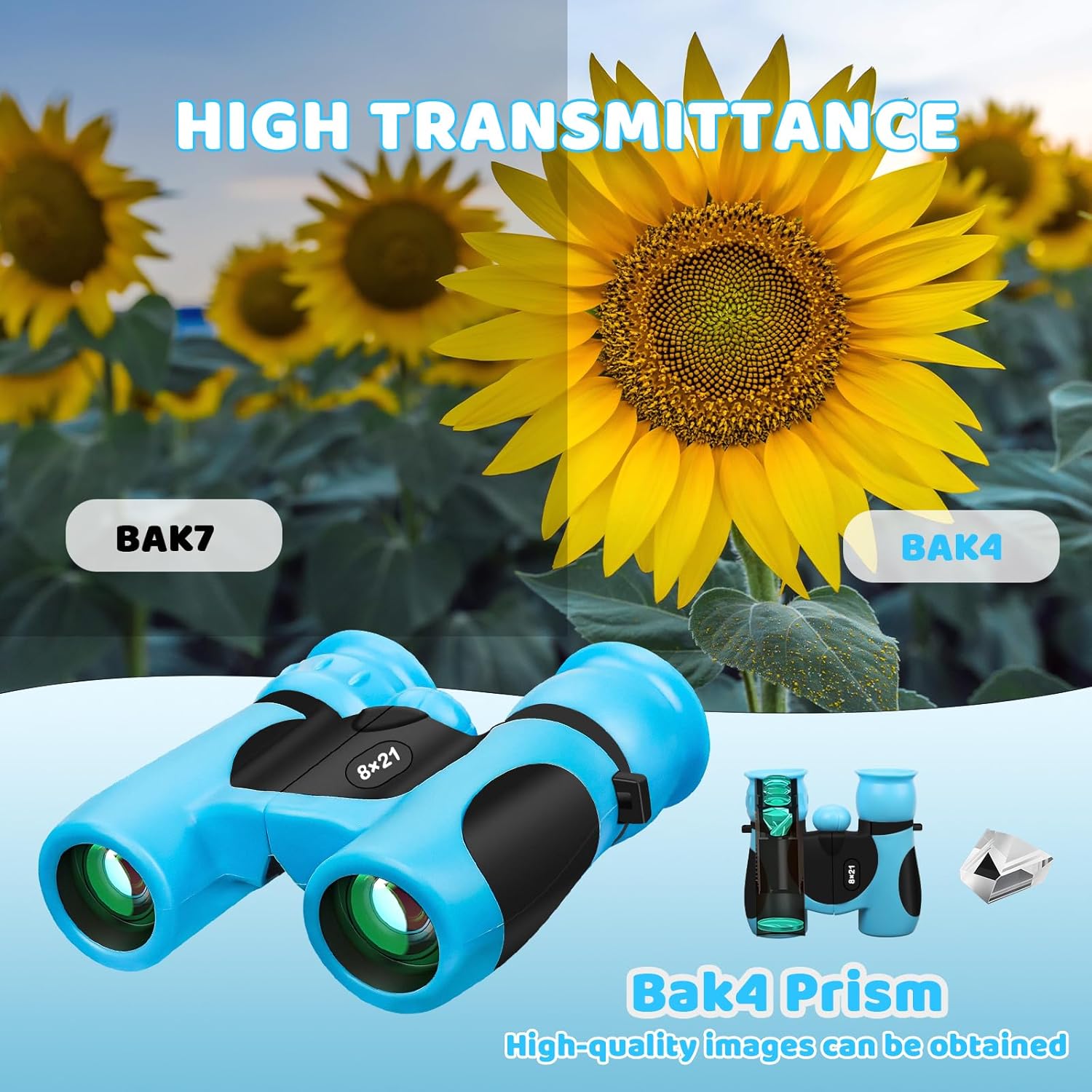 BLACKICE Binoculars for Kids, High-Resolution 8x21, Kids Binoculars Gift Set for Boys & Girls, Shockproof & Compact for Bird Watching, Travel, Hiking, Camping, Hunting, Children Outdoor Gear (Blue)
