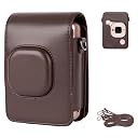 ZIKKON Protective Camera Case for Fuji-Film Insta-x Instant Mini Liplay Leather Bag with Adjustable Shoulder Strap- Deep Brown gallery image