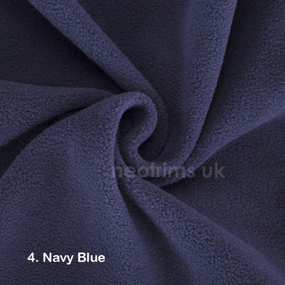 Polar Fleece Fabric, International Approved Test Report for Anti Pill Finish. Medium 320Grams Weight. Beautiful Plush Pile for Garments, Home décor and Crafts. Navy Blue, Fat Square