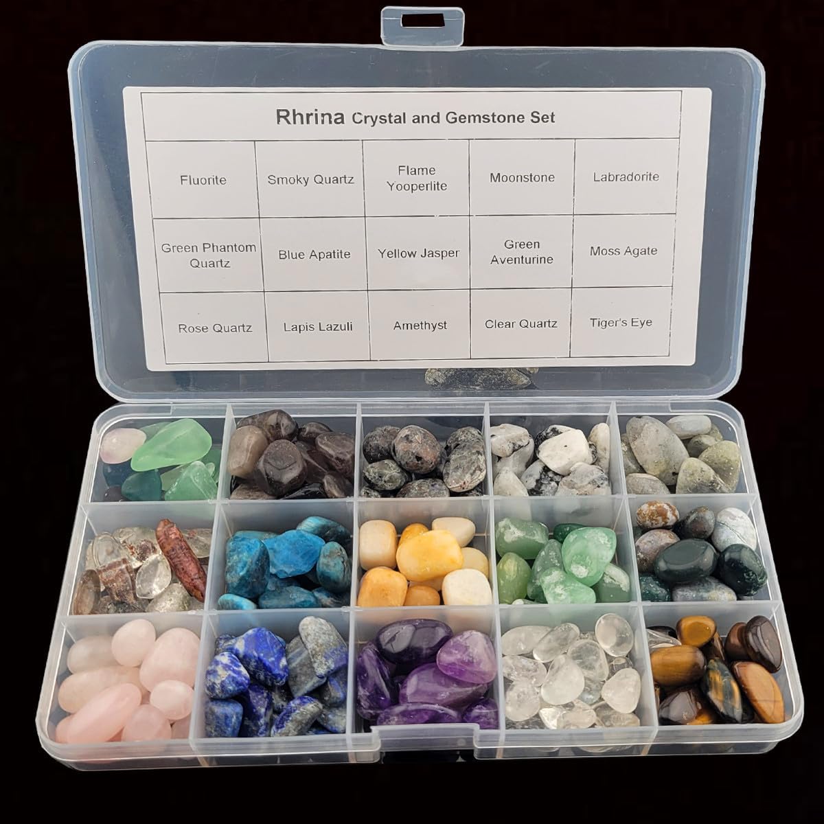 15 Kinds Assorted Tumble Chip Crystals 0.3''-0.5'' Crystal and Gemstones for Jewelry Making Energy Chakra Wicca Reiki (Tumbled)