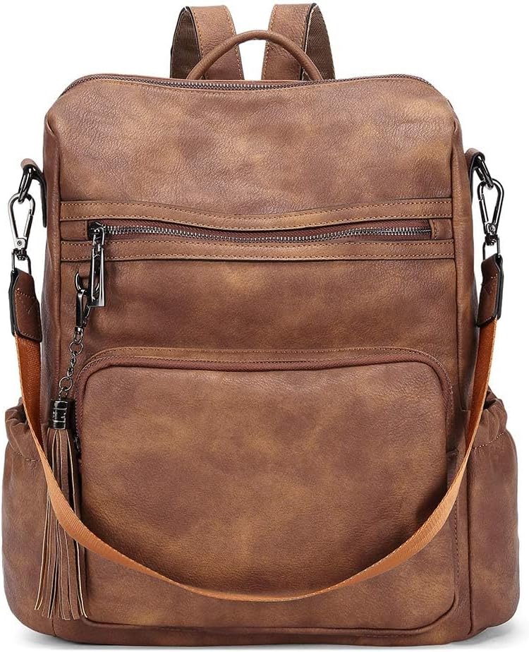 Backpack Purse for Women Leather Ladies Fashion Designer Travel Convertible Shoulder Bag with Tassels