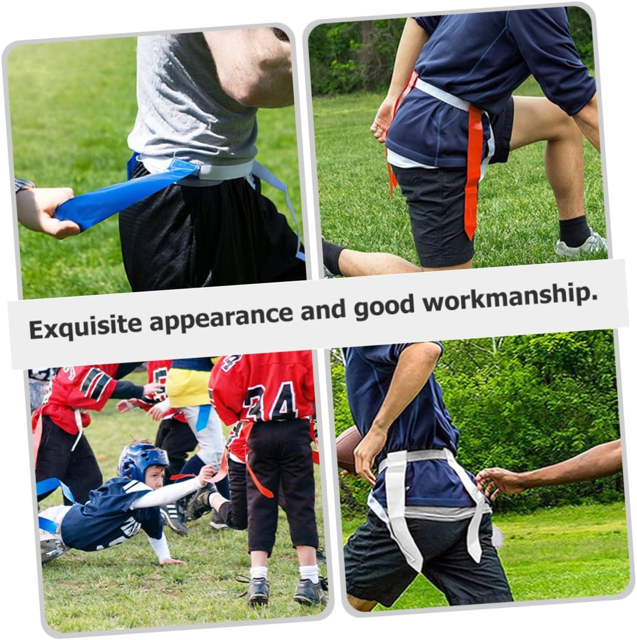 VICASKY 1Set Adjustable Football Waist Flag Set White Belts Flags Multi Use Game Belt for Youth Adults for Training Outdoor Games Family Fun