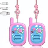 2 Pcs Walkie Talkies for Kids Rechargeable 3 KM Handheld Walkie Talkies Long Range Children's Birthday Christmas Party Gifts for 2-8 Years Old Girls Boys Outside Adventure Games Camping Hiking