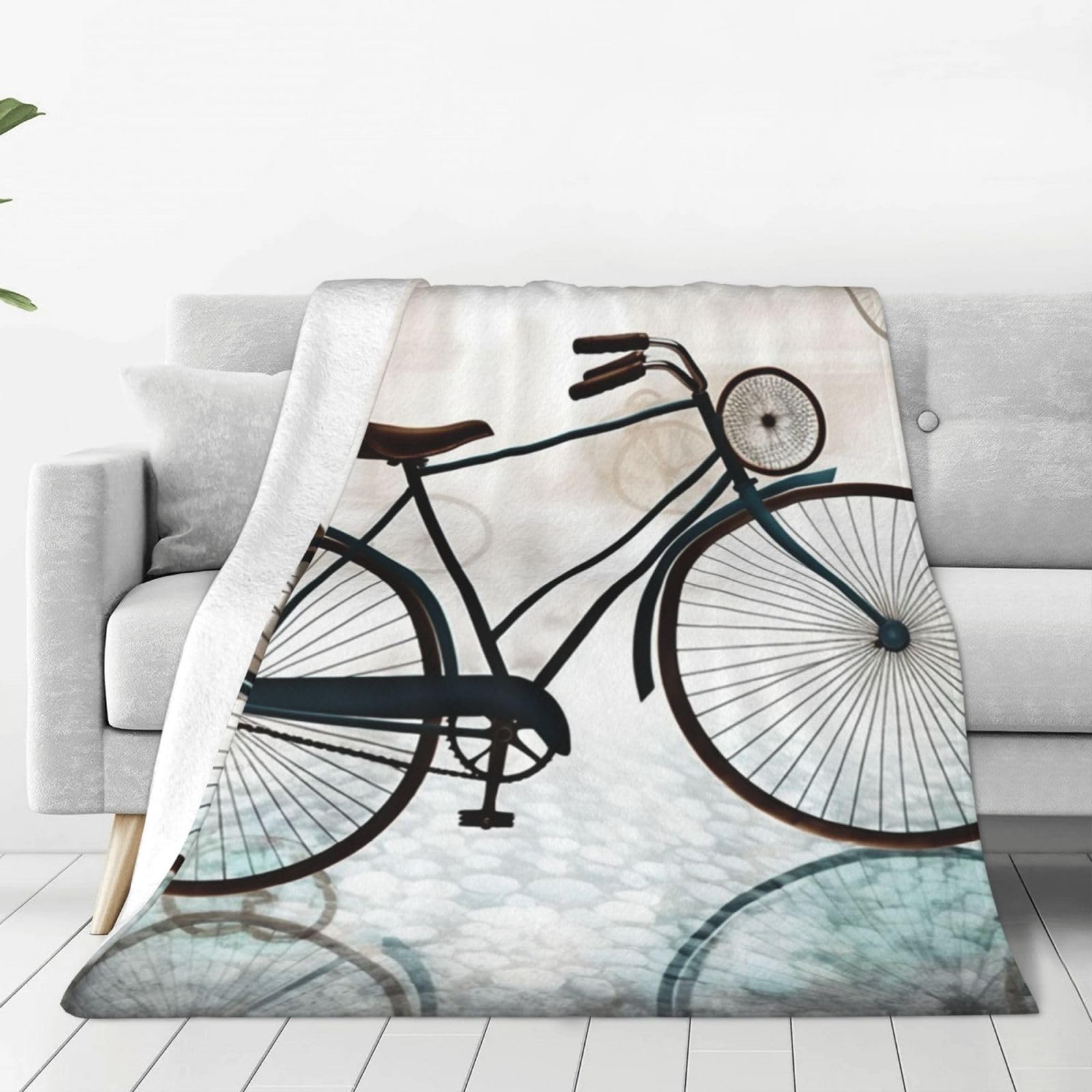Couverture micro polaire imprimé vélo rétro 150x130 cm